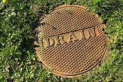 a rusty storm drain cover